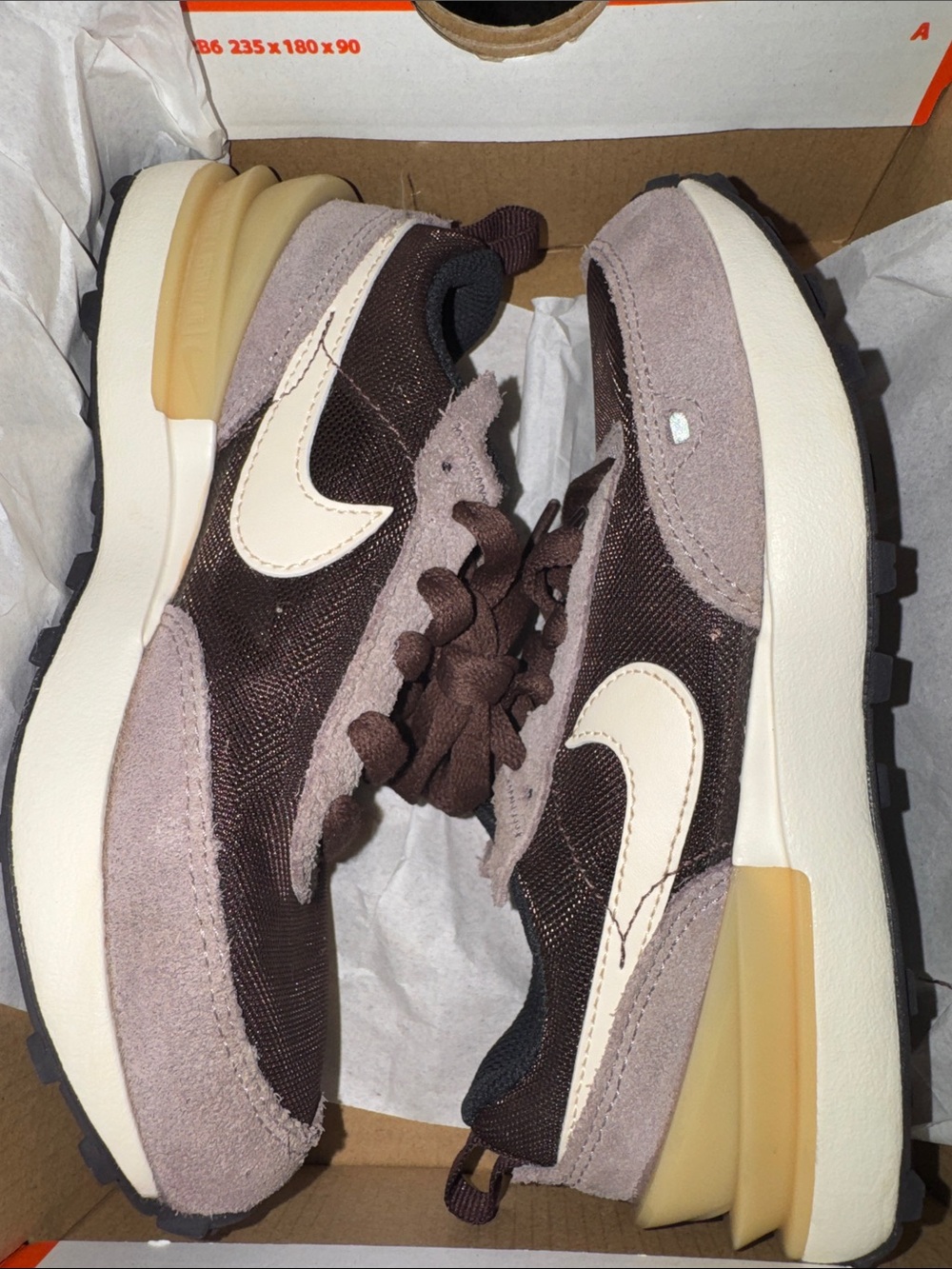Nike Kids Brown & Cream Retro-Style Sneakers
